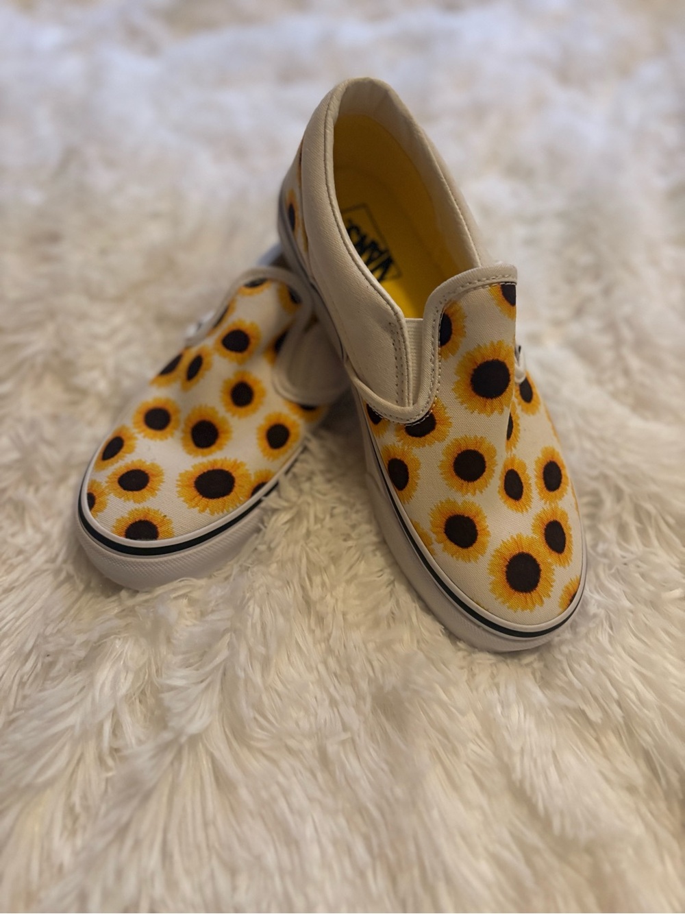 Vans Kids Slip-On Sunflower Canvas Sneakers - Yellow/White